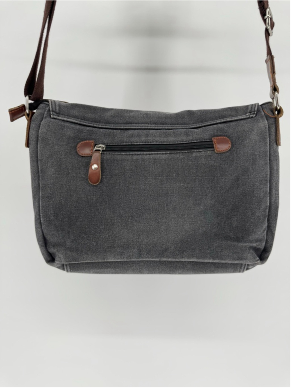 Augur Strauss & Co Gray Messenger Bag One Size with Brown Accents - Picture 3 of 14